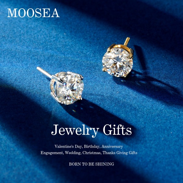 Round Moissanite Silver Earring